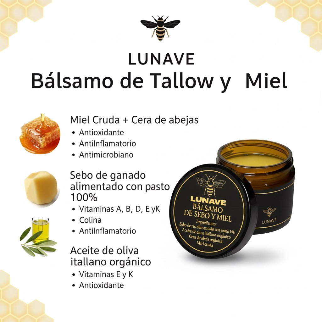 Lunave - Bálsamo de sebo de res y miel
